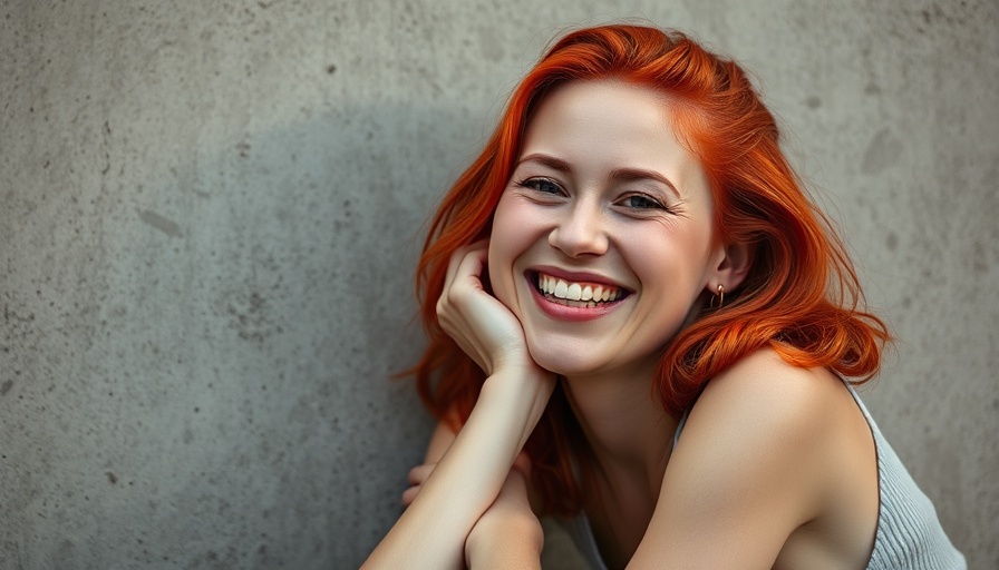 Cheerful person with red hair smiling for 2024 holiday season