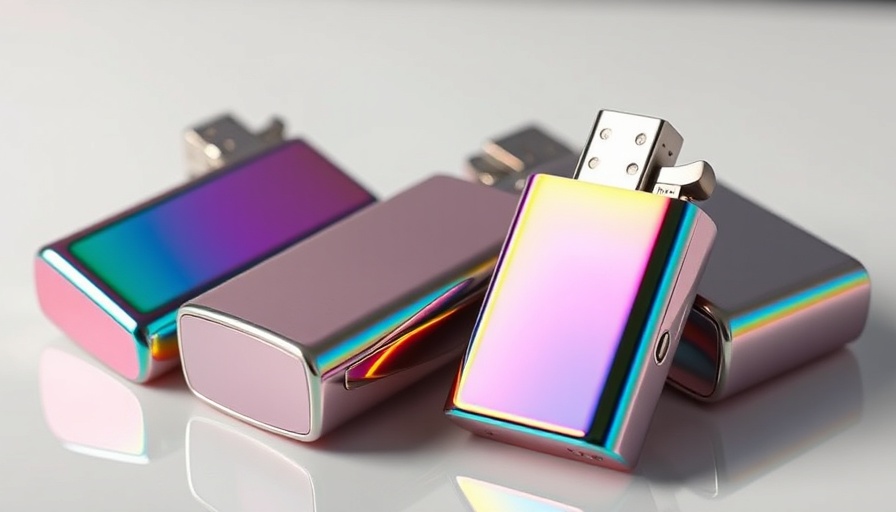 Best Plasma Lighters in metallic and rainbow finish on white surface.