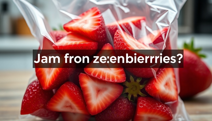 Close-up of frozen strawberries for jam.