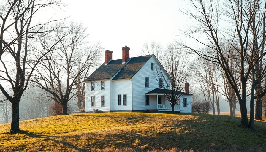 Colonial house in winter landscape for survival retreat tips