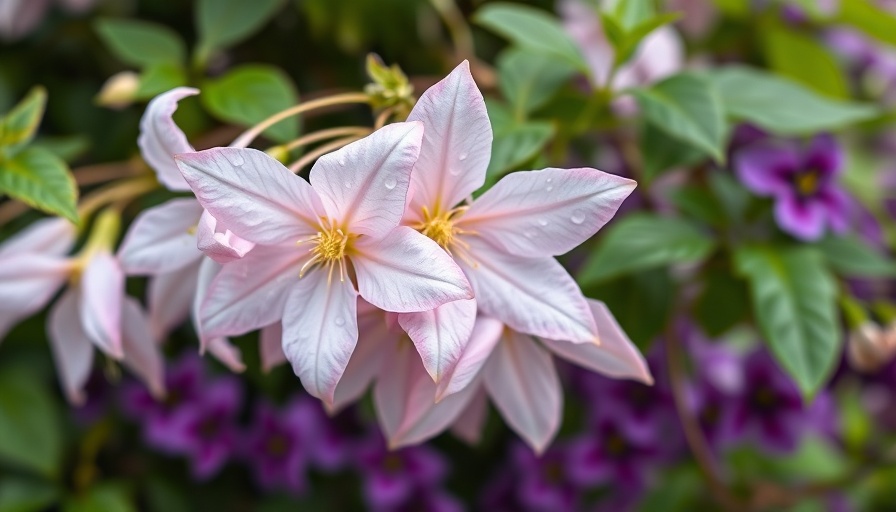 Summer-Blooming Clematis Varieties showcasing delicate pink blooms.