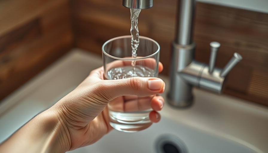 Close-up hand filling glass with water for emergency storage