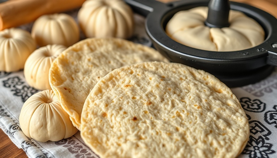 Fresh corn tortillas and dough for homemade corn tortillas recipe.