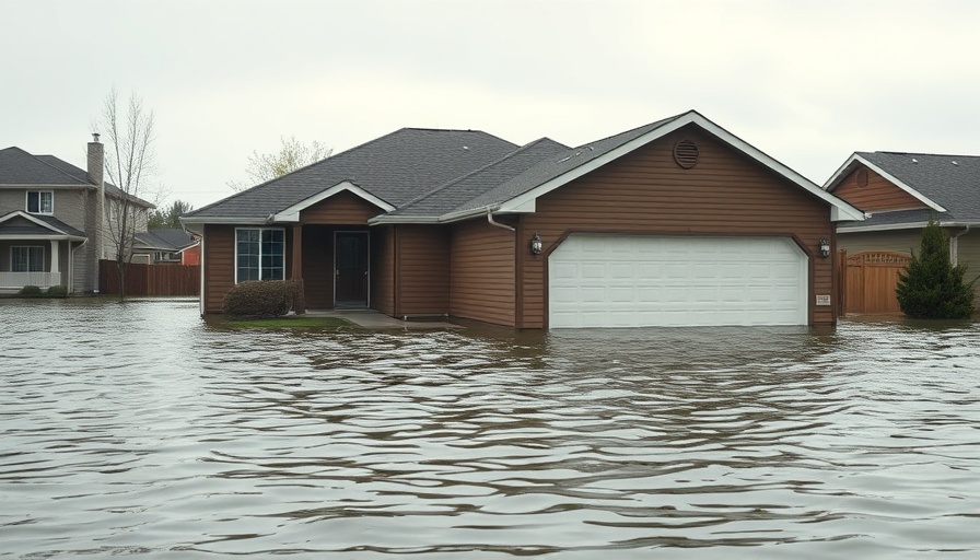 Flooded suburban house illustrating emergency preparedness for the elderly.