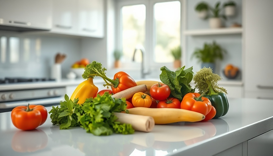 Kitchen counter with fresh vegetables highlighting food contamination risks