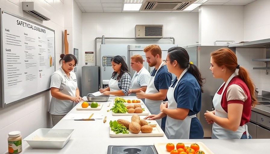 People in a modern kitchen engaged in food safety culture training.