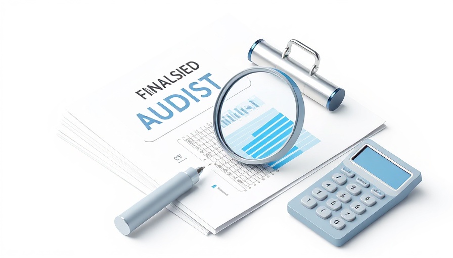 Illustration of audit documents with magnifying glass and chart for audit risk in 2025.