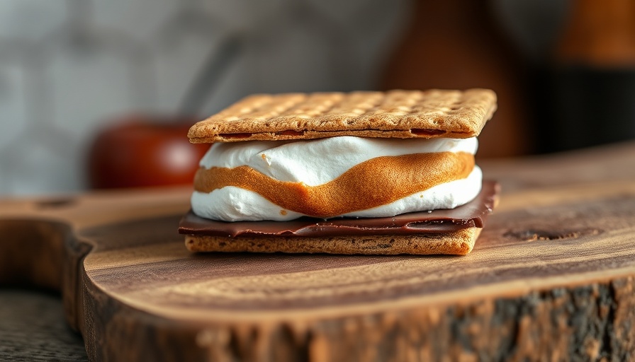 New kind of s'mores with chocolate and marshmallow on board.