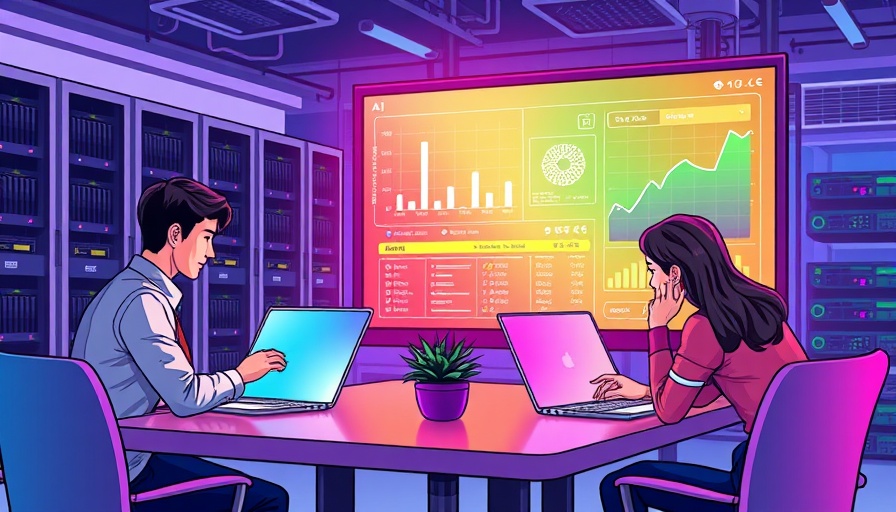 Illustration of scaling business with AI technology in digital workspace.