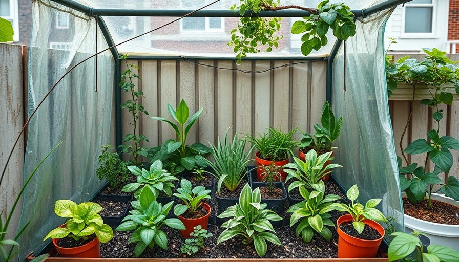 Small space gardening techniques in a compact backyard greenhouse.