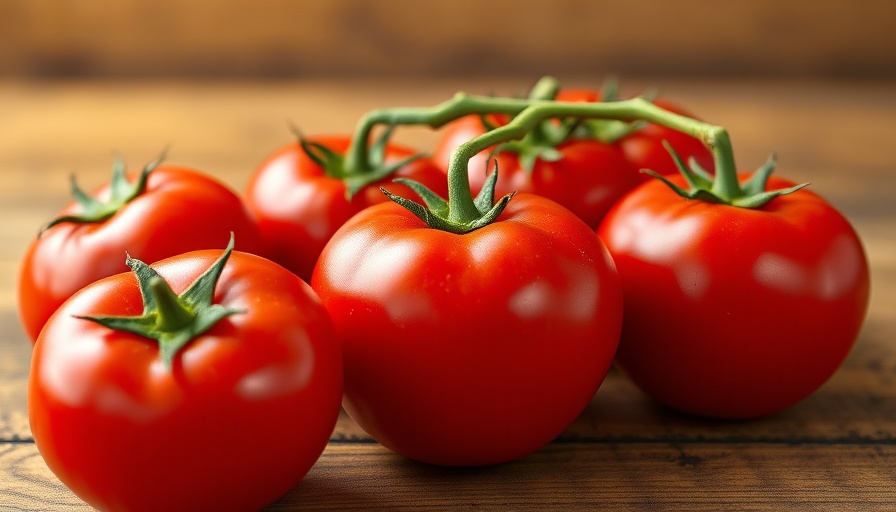 Vibrant ripe tomatoes on wooden surface, showcasing how to grow juicy ripe tomatoes.