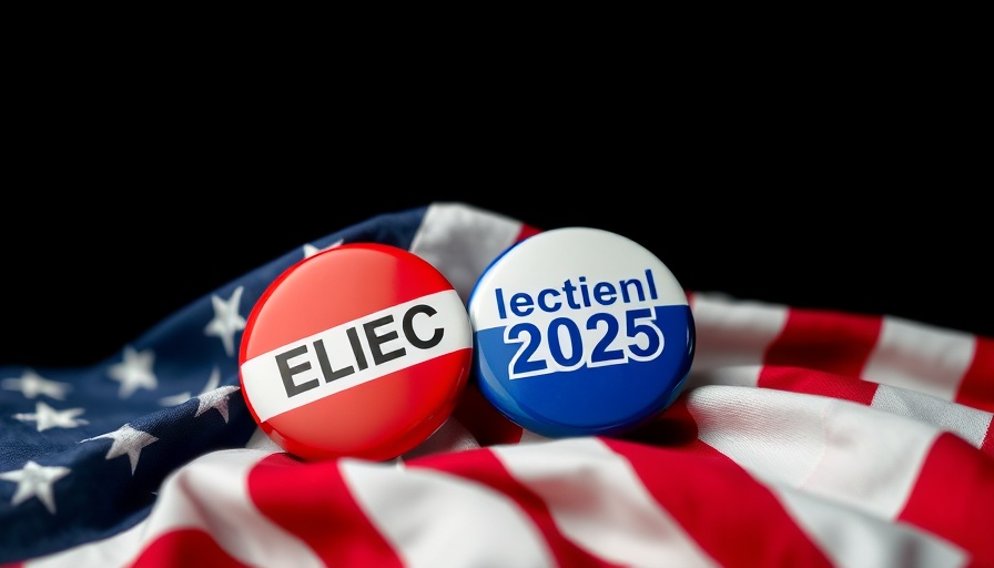 Patriotic scene with 'Election 2025' and vote buttons, Luzerne County mail ballots.