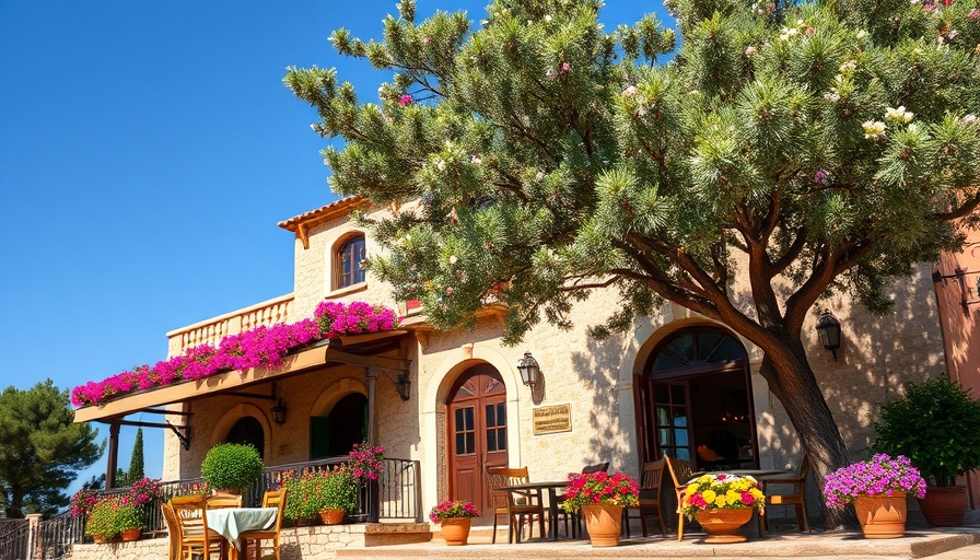 Mediterranean restaurant with rustic patio in Texas