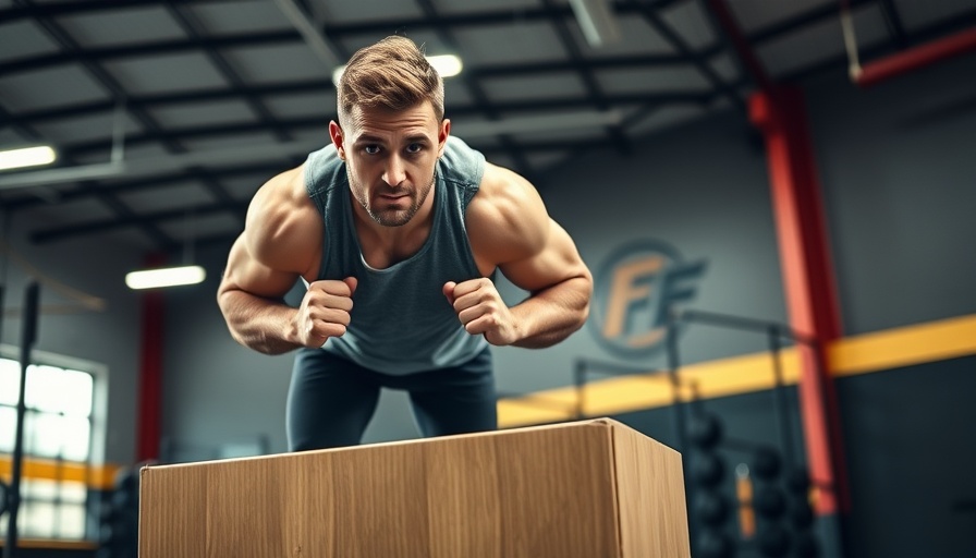 Athlete in Dallas CrossFit gym mid-jump during intense workout