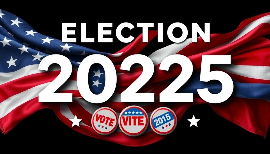 Election 2025 message with flag and vote badges for voter registration deadline 2025.