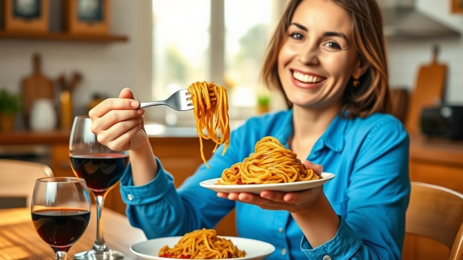 Lidia Bastianich enjoying pasta at Dallas event