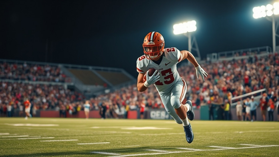 Wylie East football player making a defensive touchdown, dramatic action shot.