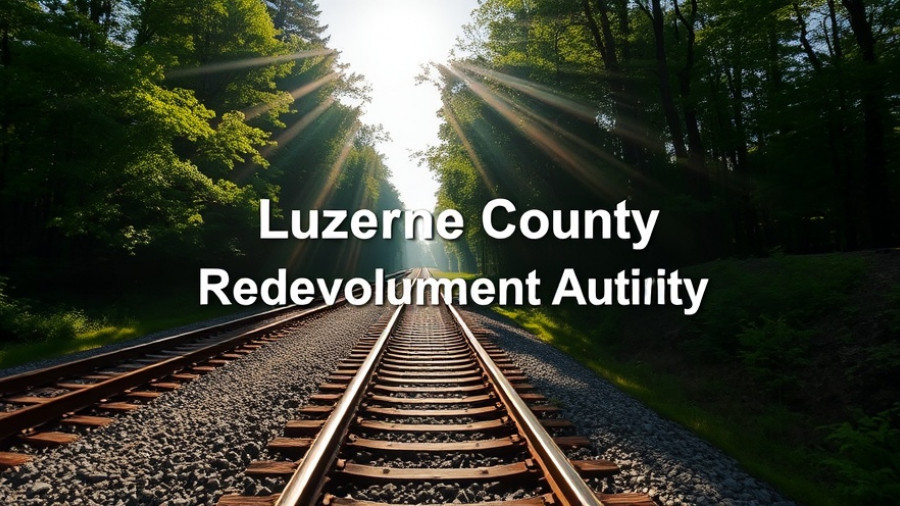 Luzerne County rail line with redevelopment text overlay.