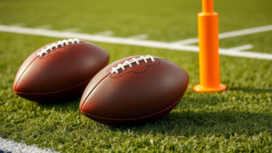 Football gear on field with Dallas High School football theme.