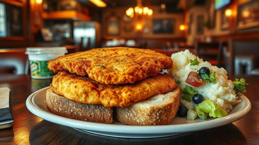 Texas Chicken Fried Steak Day meal with sides in a diner.