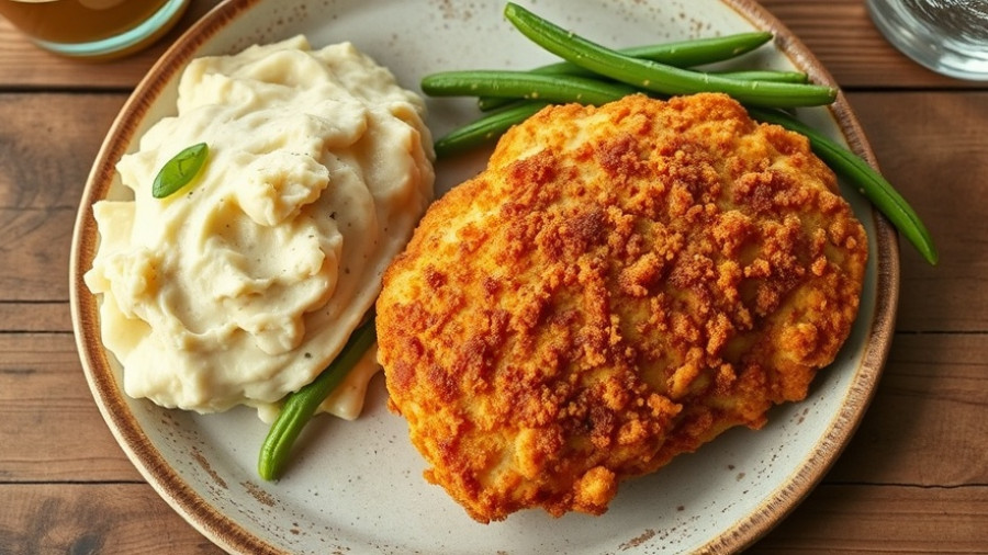 Chicken fried steak in Dallas served with gravy.