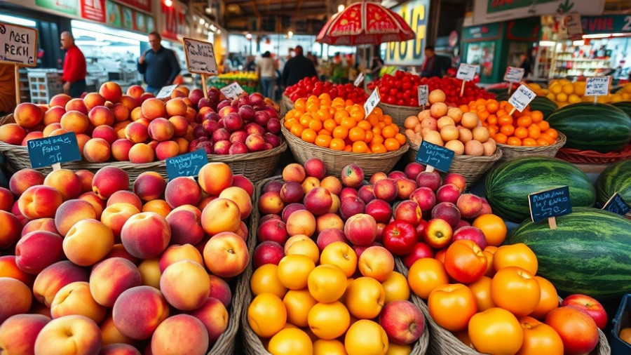 Colorful fruits at Dallas Farmers Market, fresh and vibrant produce.