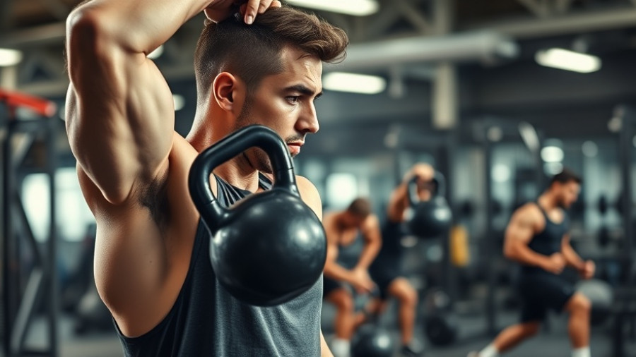 Focused CrossFit athlete lifting kettlebell in a DFW gym workout.