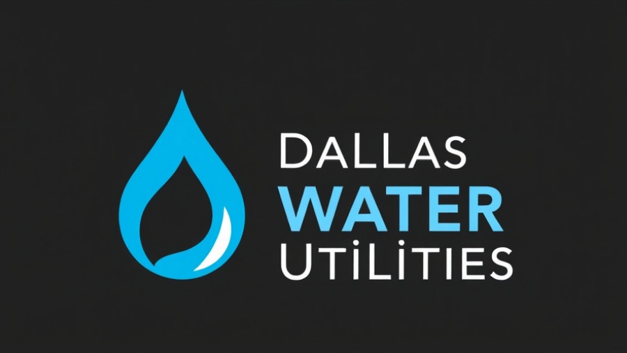 Dallas Water Utilities logo with a blue drop symbol on black background.