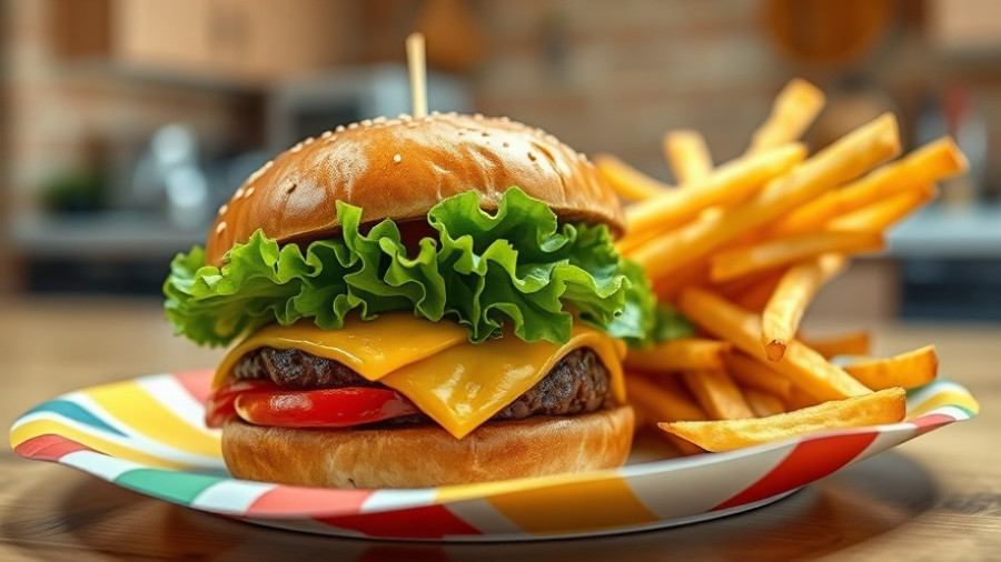 Ye Ole Butcher Shop Burgers: Delicious burger with fries on a plate.