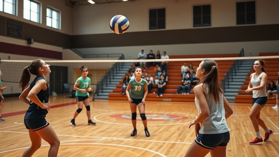 Duncanville volleyball players in action against Wylie on court.