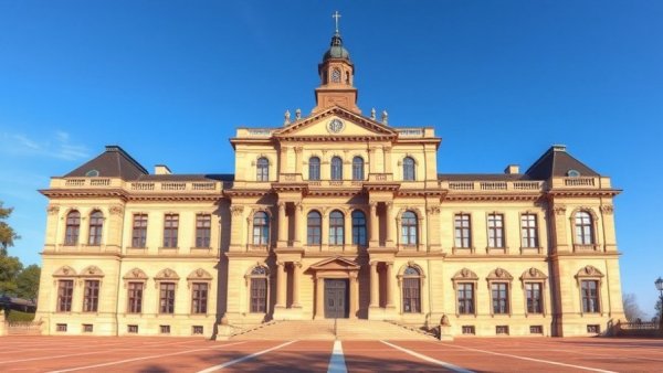 Historic courthouse in Luzerne County under blue sky