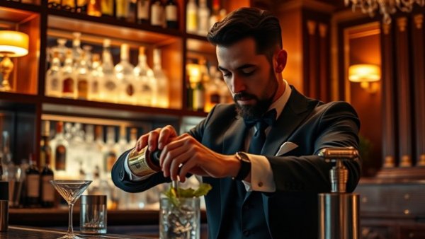 Mixologist crafting a cocktail at Ginger's Repeal Day Celebration.