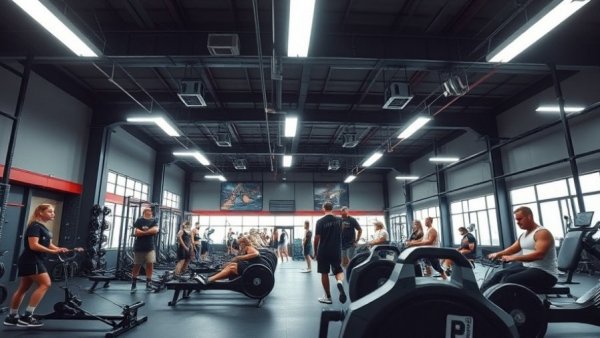 CrossFit gym with members following weekly programming.