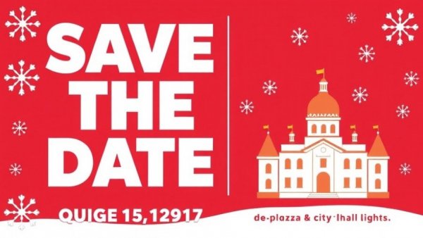 Deck The Plaza 2025 events announcement poster with festive design
