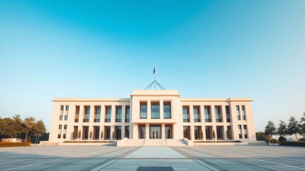 Modern building representing a community hub, clear sky.