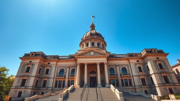 Historic stone building representing Wilkes-Barre architecture, blue sky.