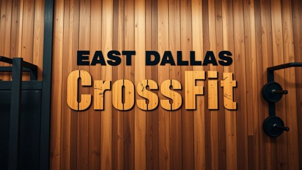 CrossFit Programming in DFW: Rustic wooden CrossFit gym wall sign.