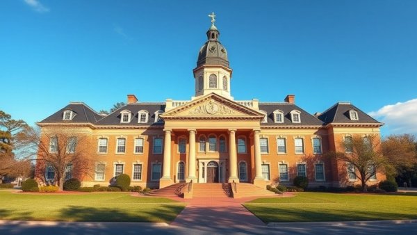Majestic Luzerne County courthouse in clear sky, property sale backdrop.