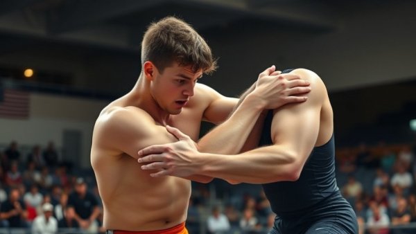 Wylie wrestling results: intense match moment in a sports arena.