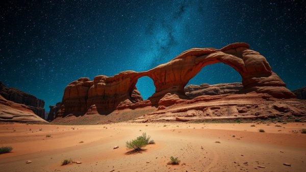 Starry night over Texas desert, perfect winter getaway scene.