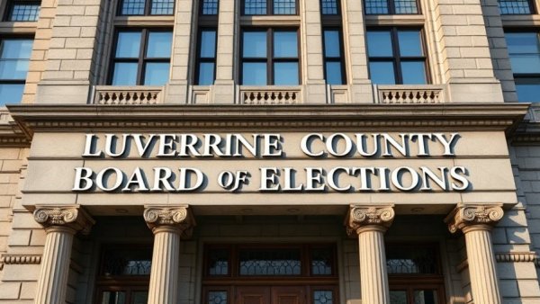 Majestic façade of Luzerne County Board of Elections.