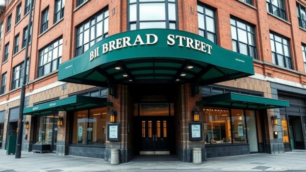 Entrance of Hazleton Broad Street Business Exchange with green canopy.