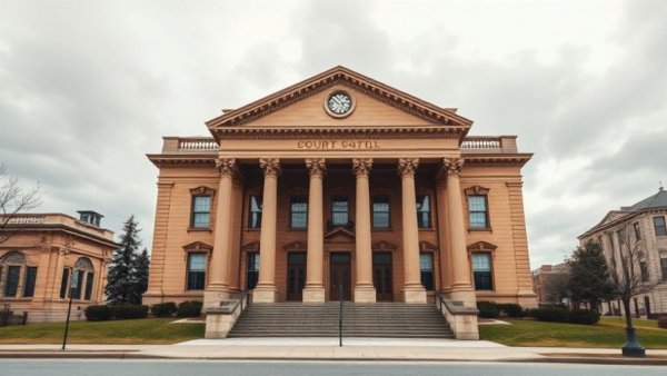 Luzerne County courthouse building under a cloudy sky.