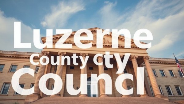 Luzerne County Council building with text overlay.