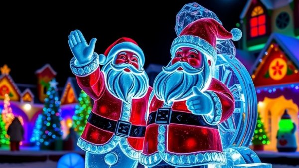 Gaylord Texan ICE! 2025 review of Santa and elf ice sculpture