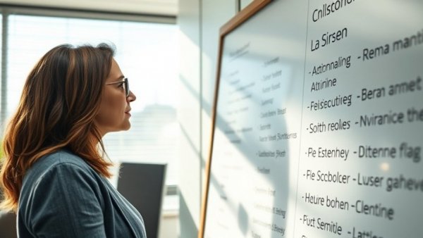 Woman reviewing names on a whiteboard related to 2025 election voter turnout in Dallas.