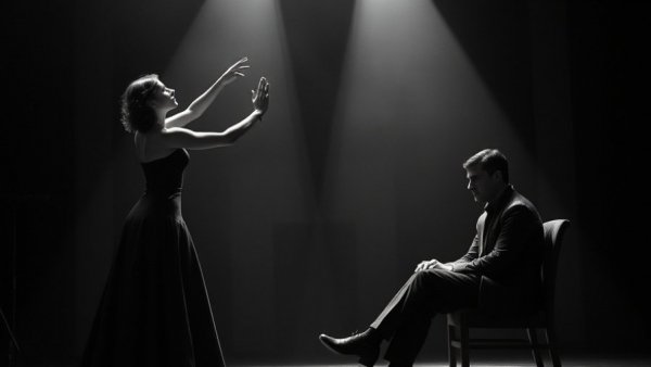 Classic black and white scene from Sunset Boulevard, dramatic spotlight