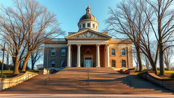Luzerne County Council courthouse exterior under blue sky.