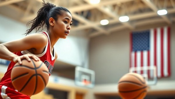 Hazleton Area girls basketball player dribbling during a game.