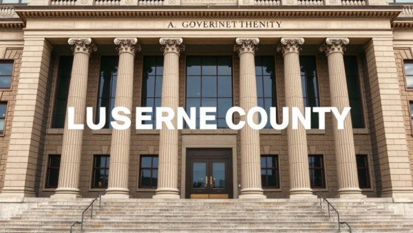 Facade of Luzerne County government building highlighting salary discrepancies.